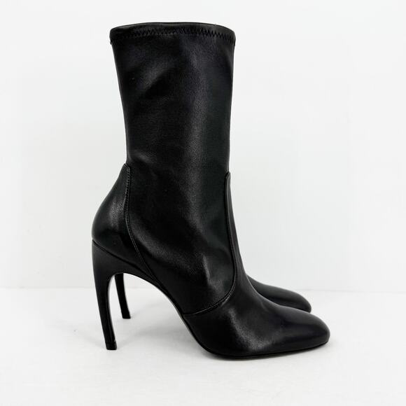 Stuart Weitzman Womens Luxecurve 100 Stretch Bootie Size 7.5 Black Leather NIB - Picture 2 of 12